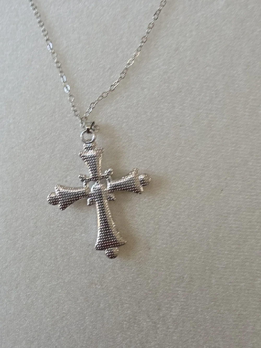 Cross Pendant Necklace with Pink and Purple Crystals - Picture 3 of 4